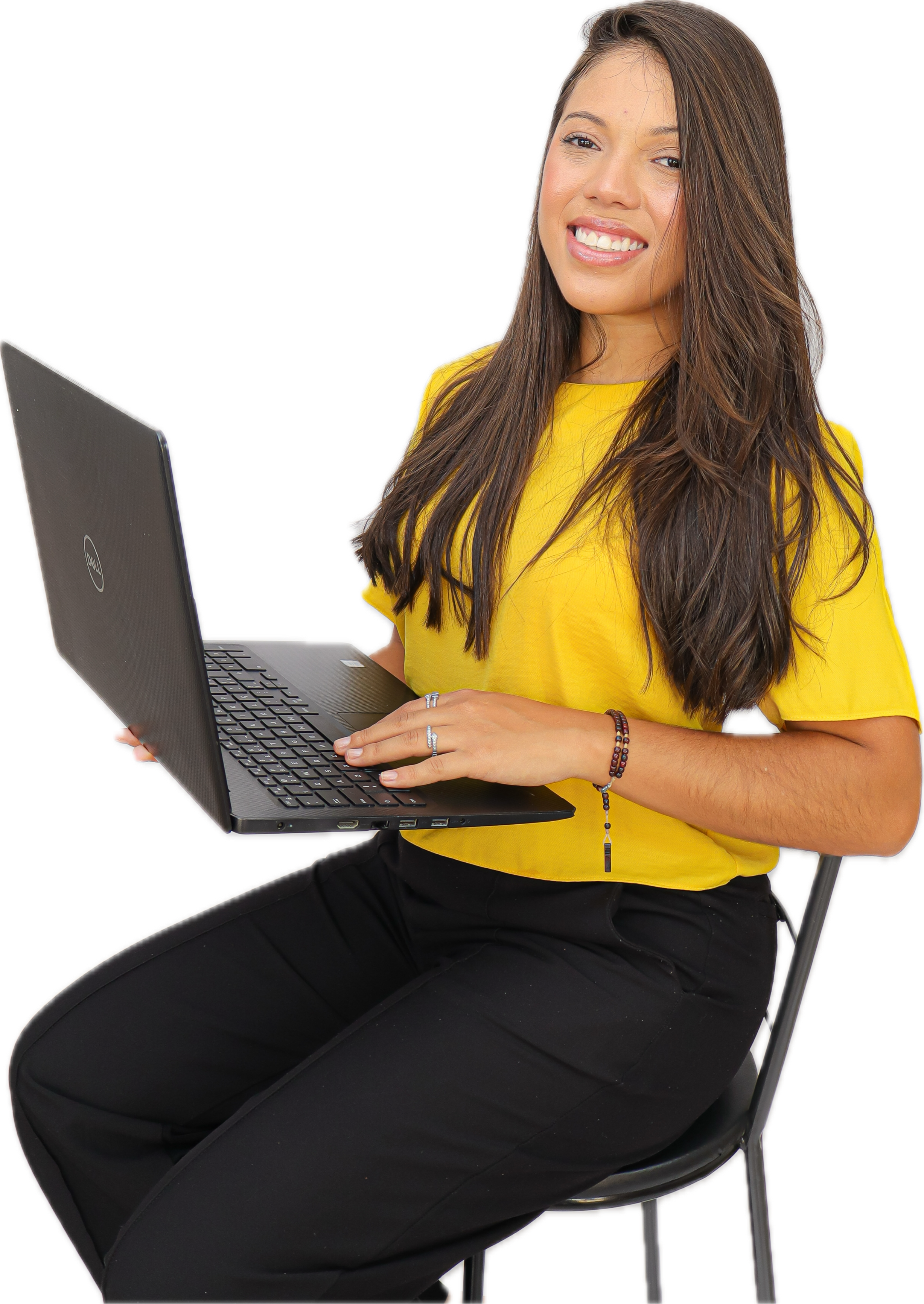 Cliente em imagem de autoridade com notebook.